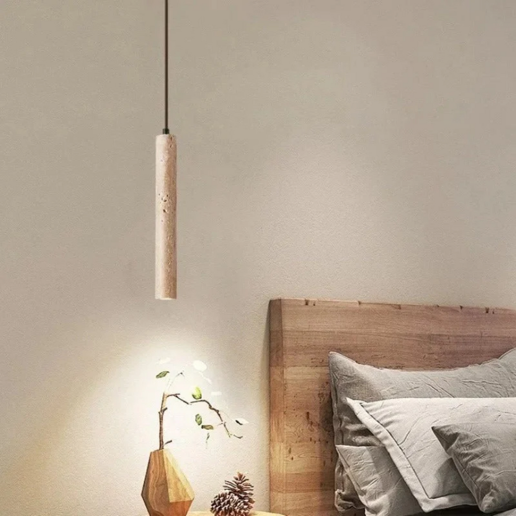 Travertin LED Hängeleuchte – Einfaches Wabi-Sabi Design, warmweiß - Lamylie
