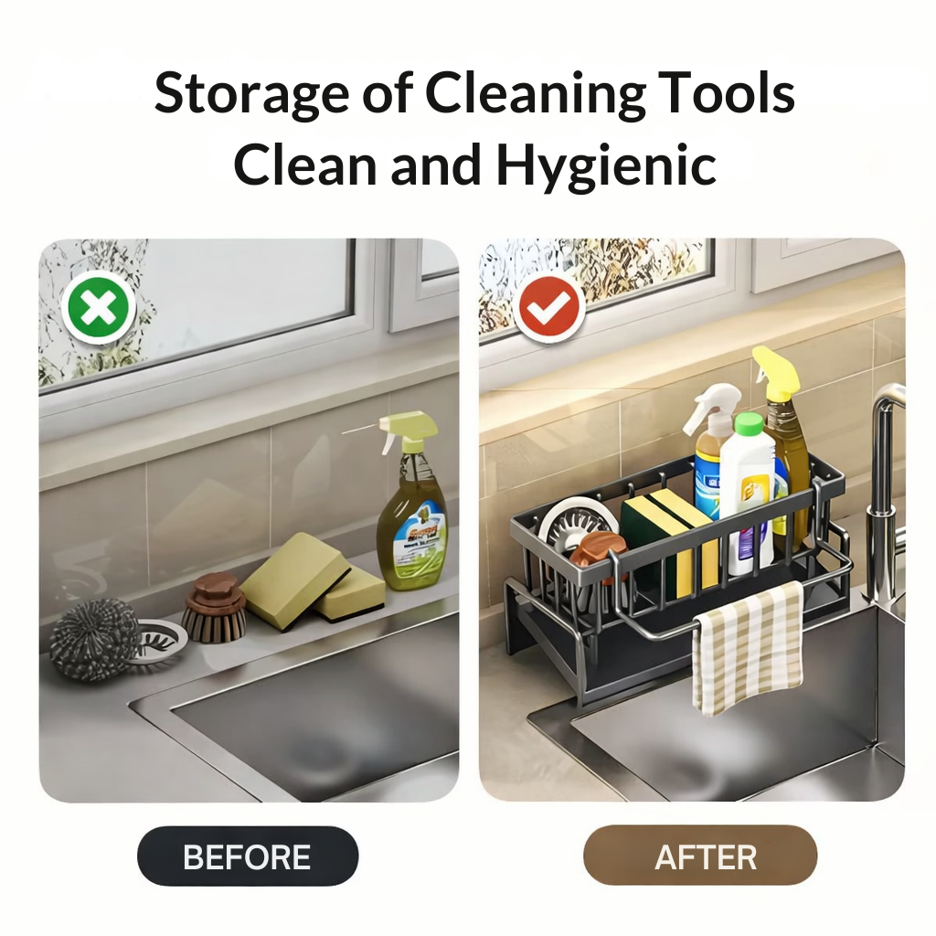 Kitchen Sink Organizer | Rust-Resistant | Includes Towel Bar | AquaRack - Lamylie
