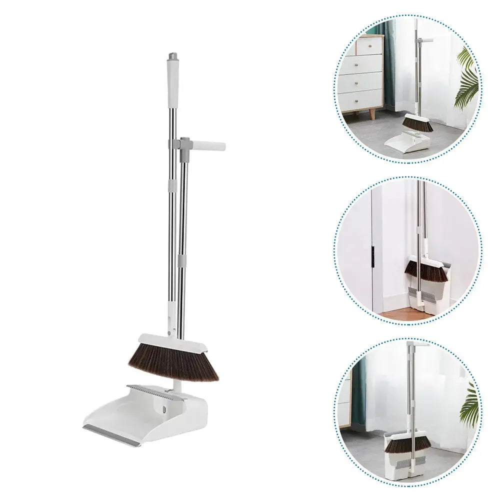 Bezem met stoffer | Rechtop vegen zonder te bukken | Met kamrand | CleanStand - Lamylie