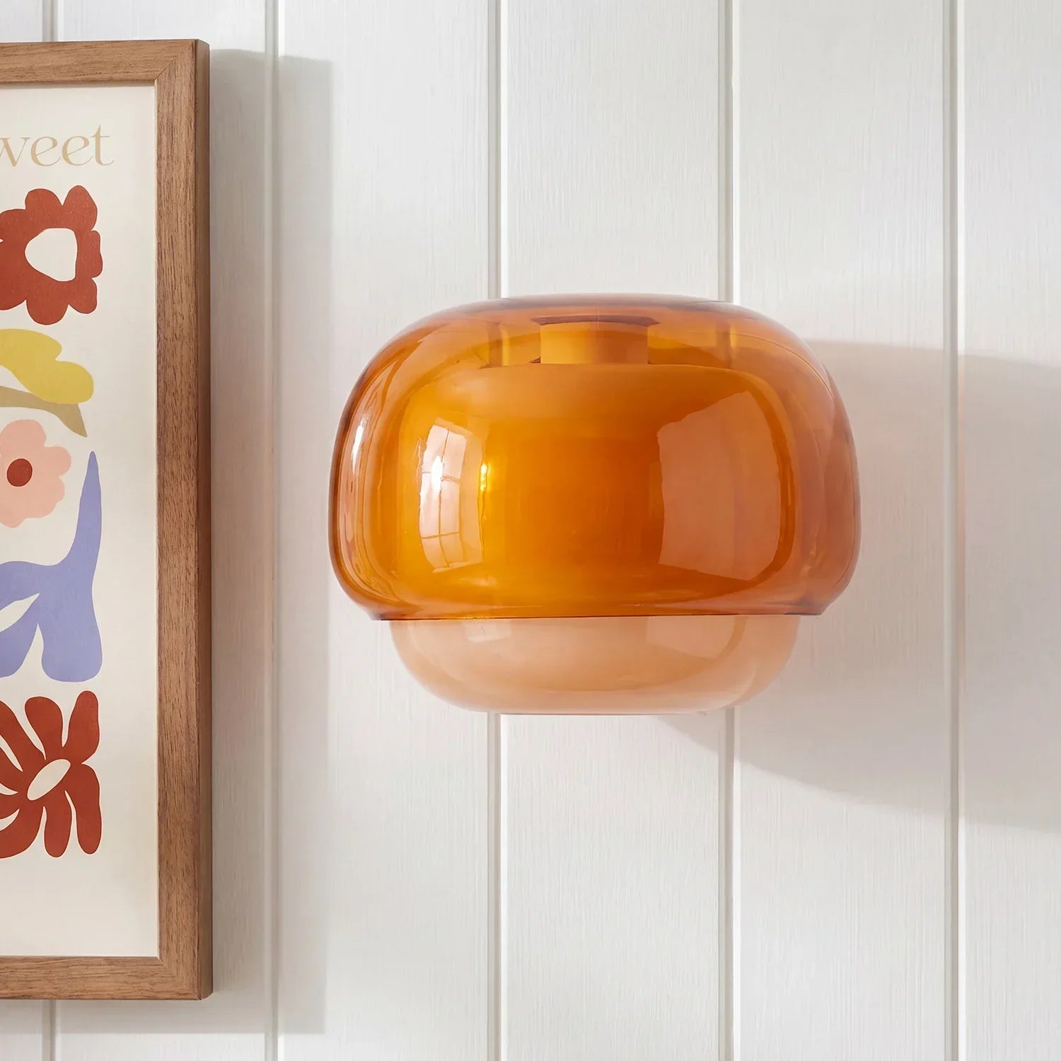 Lampada da parete moderna in vetro con doppio paralume a forma di fungo | Accento colorato per camera da letto e corridoio - Lamylie