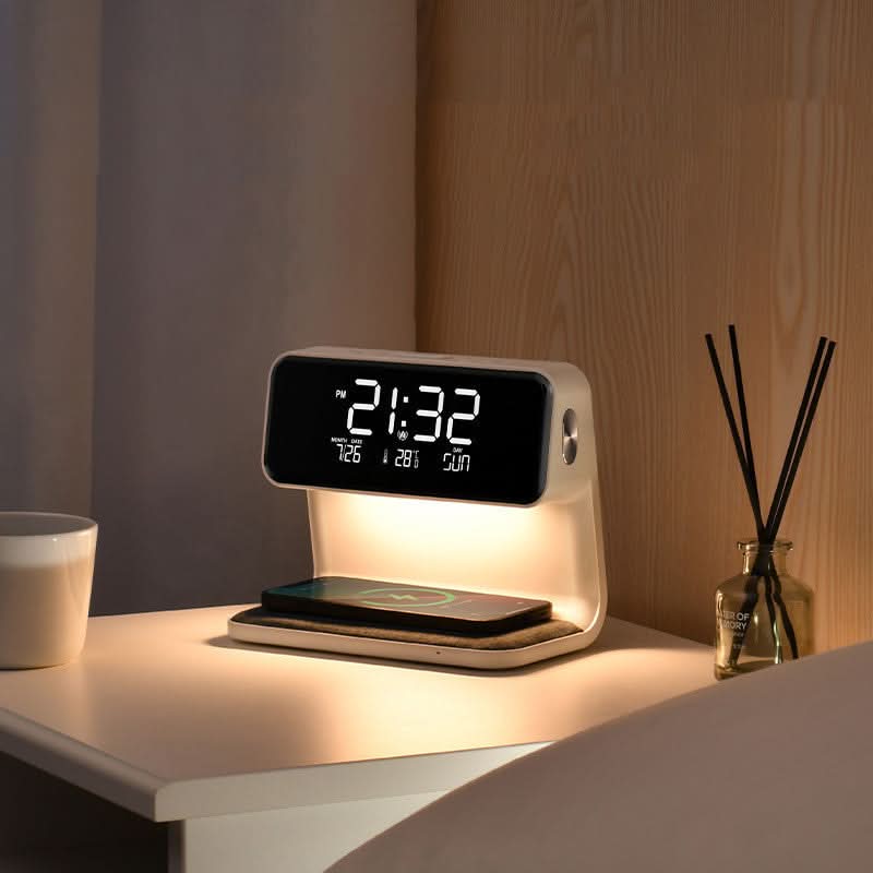 Bedside Light with Wireless Charger and Alarm Clock Unit - Lamylie