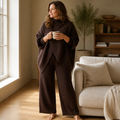 CelestiaKnit – Conjunto de malha assimétrico e oversized com calças de perna larga - Lamylie
