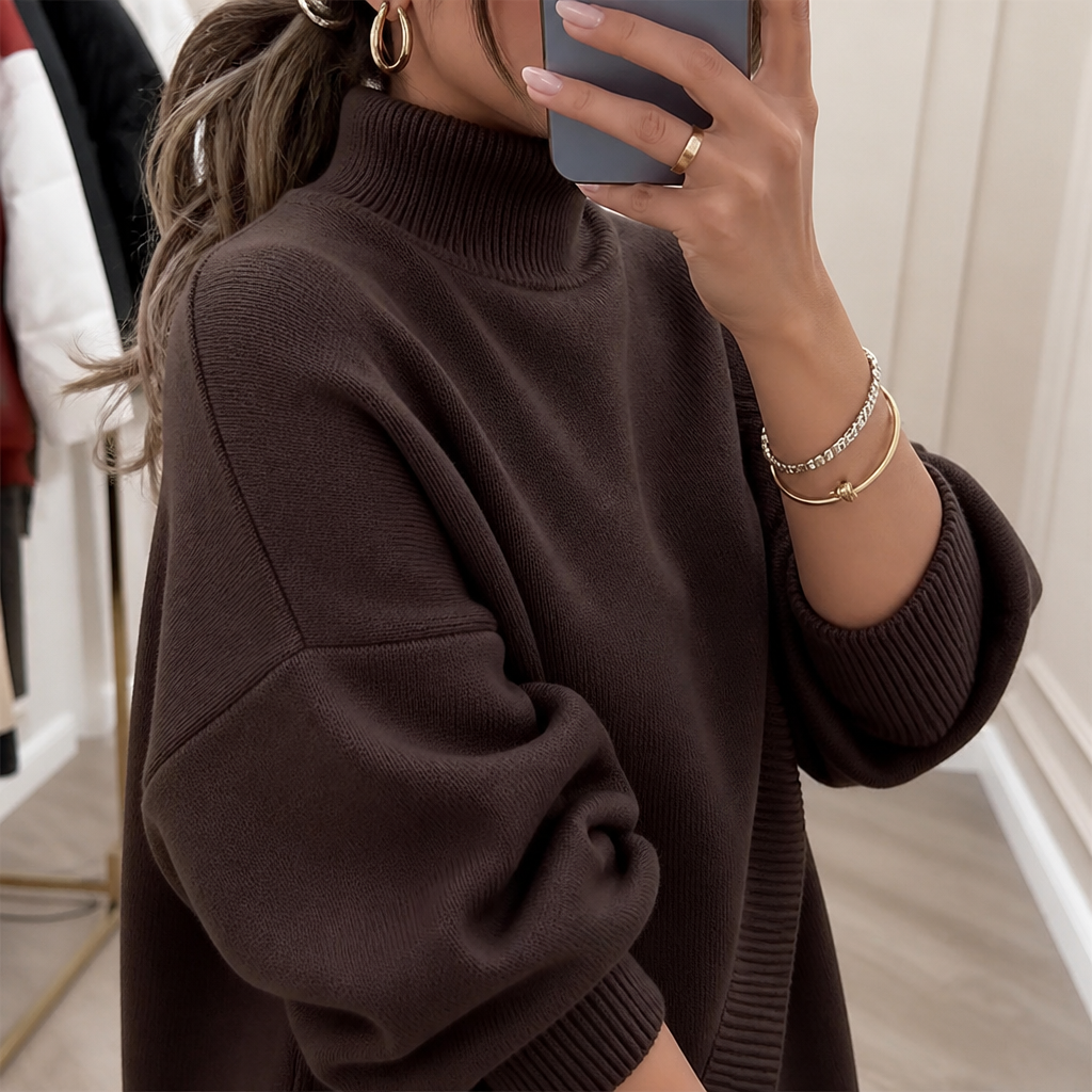 CelestiaKnit – Conjunto de malha assimétrico e oversized com calças de perna larga - Lamylie