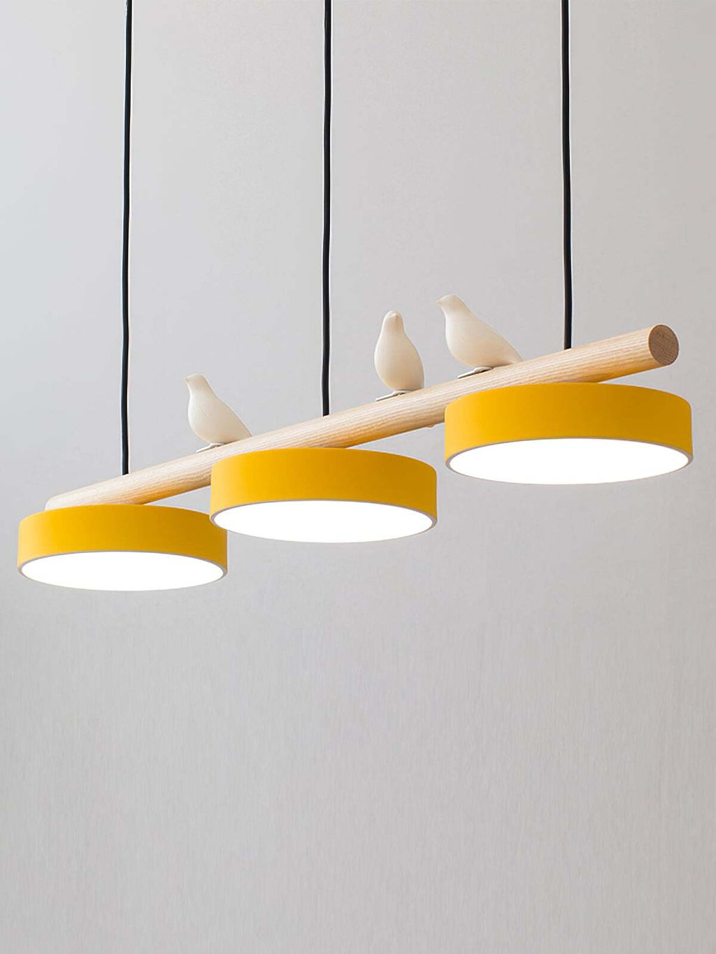 Wooden Pendant Lamp Bird Shape Three Shades Scandinavian Kitchen Island - Lamylie
