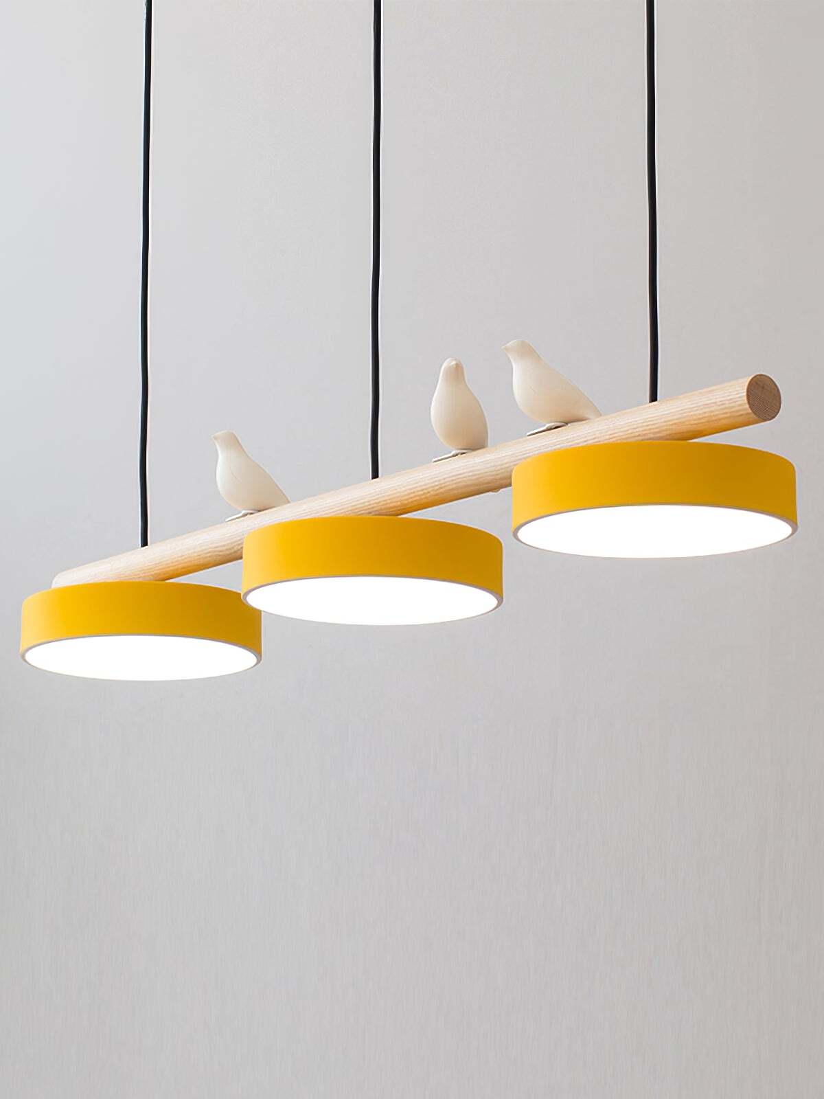 Holz-Pendelleuchte Vogel-Form Drei Schirme Skandinavische Kücheninsel - Lamylie
