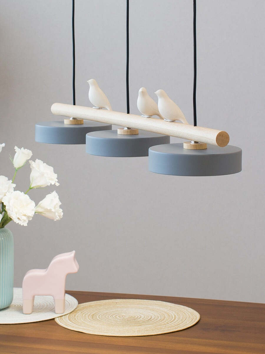 Wooden Pendant Lamp Bird Shape Three Shades Scandinavian Kitchen Island - Lamylie