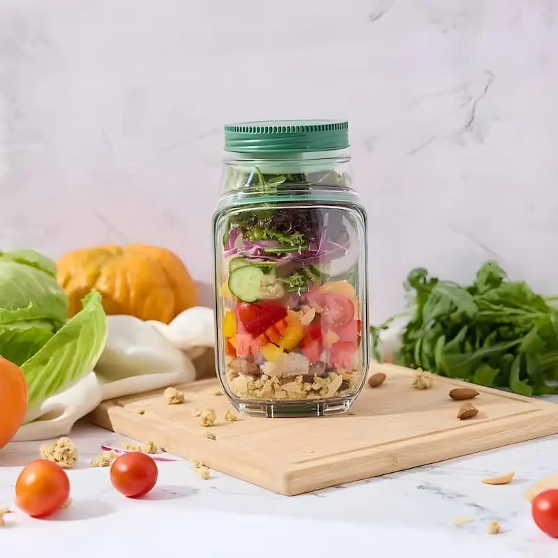 Szklana miska na sałatkę | boczne otwieranie | hermetyczna zakrętka | FreshBowl - Lamylie
