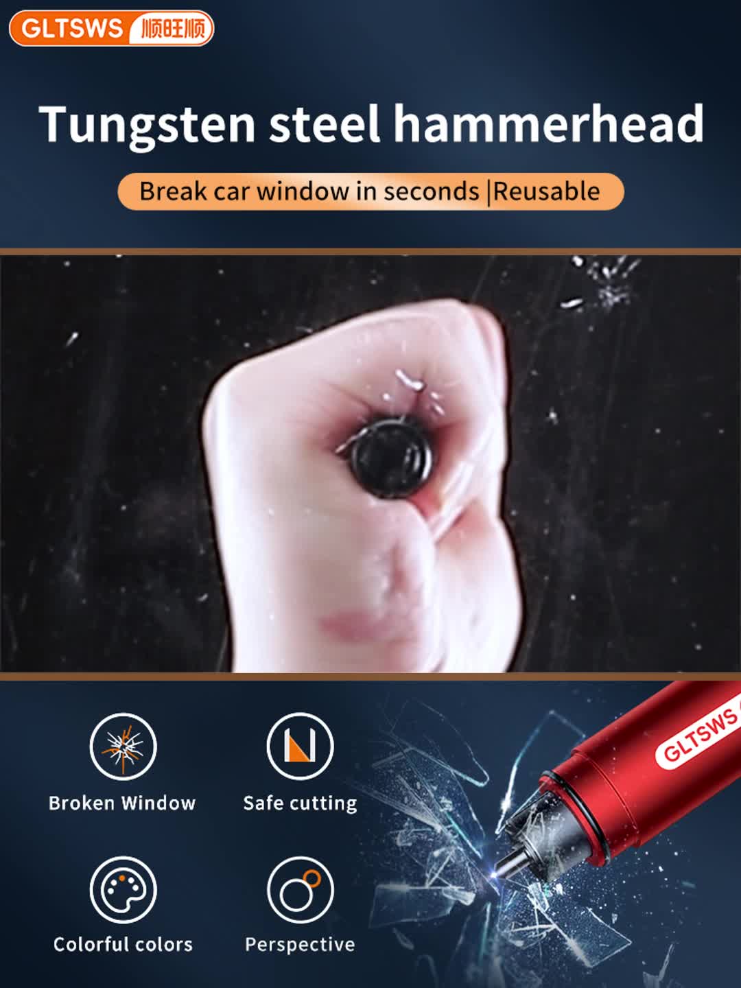 Nødhammer til bilen med sikkerhedsselebuilder - Lamylie