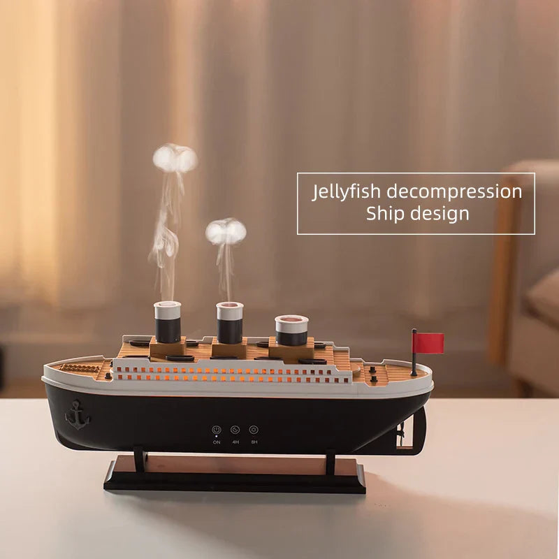 Humidificateur d’aromathérapie de luxe en forme de navire – Parfumez votre espace d’une brume soyeuse – Lamylie