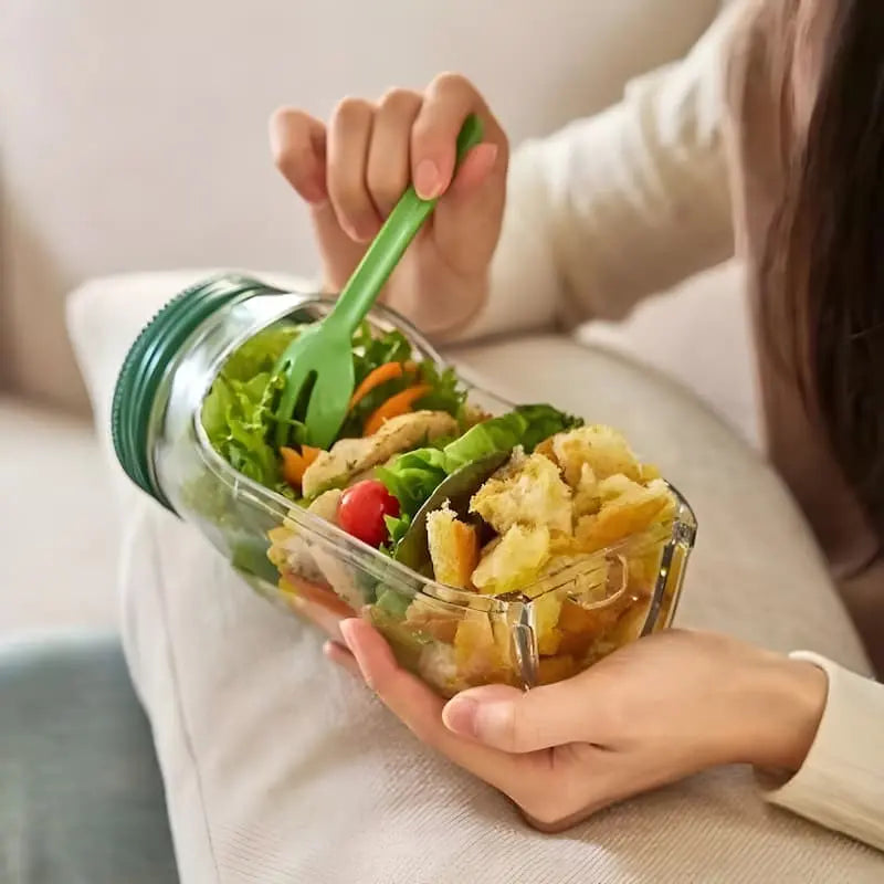 Szklana miska na sałatkę | boczne otwieranie | hermetyczna zakrętka | FreshBowl - Lamylie