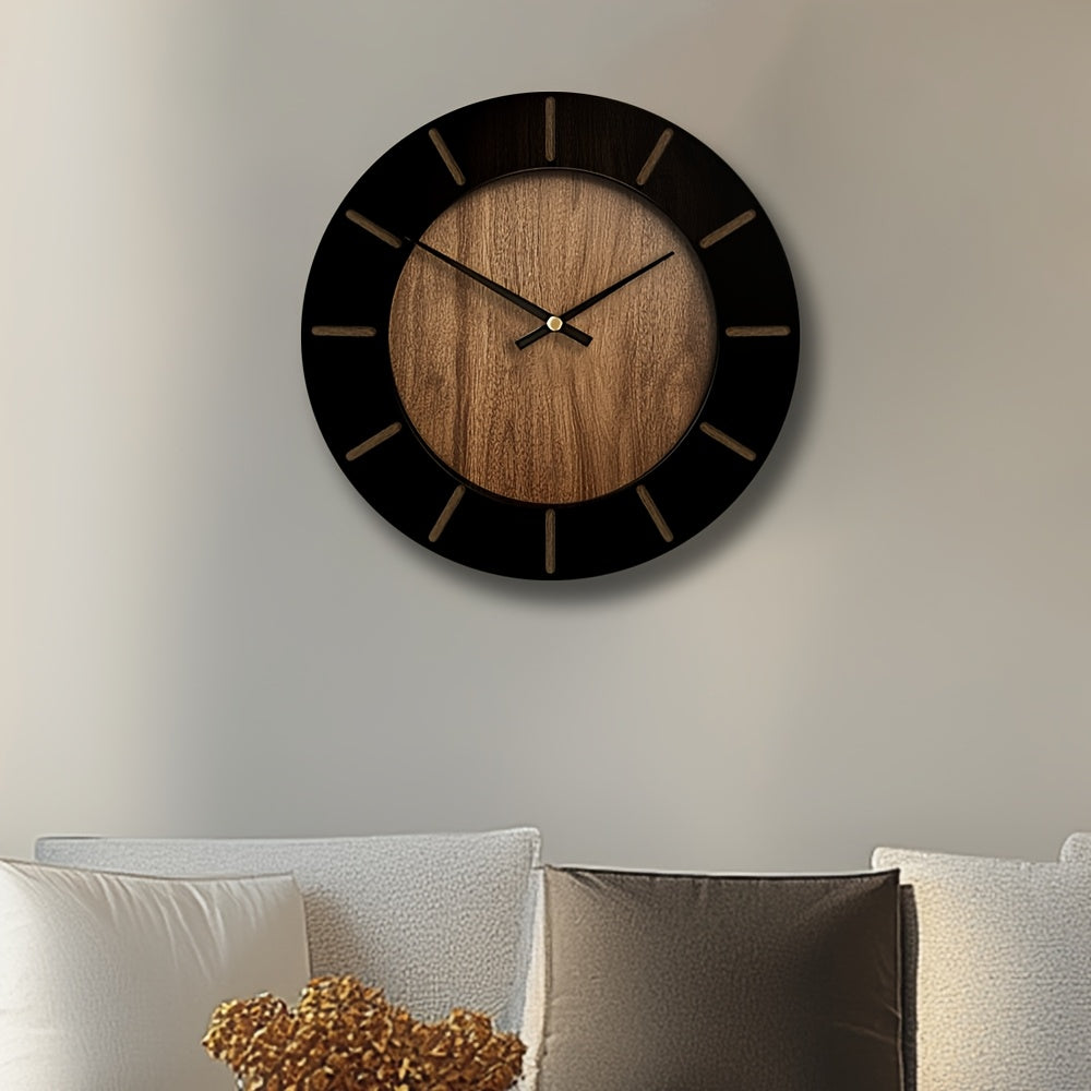 Relógio de parede de madeira TimberMuse — Movimento silencioso, silhueta clássica
