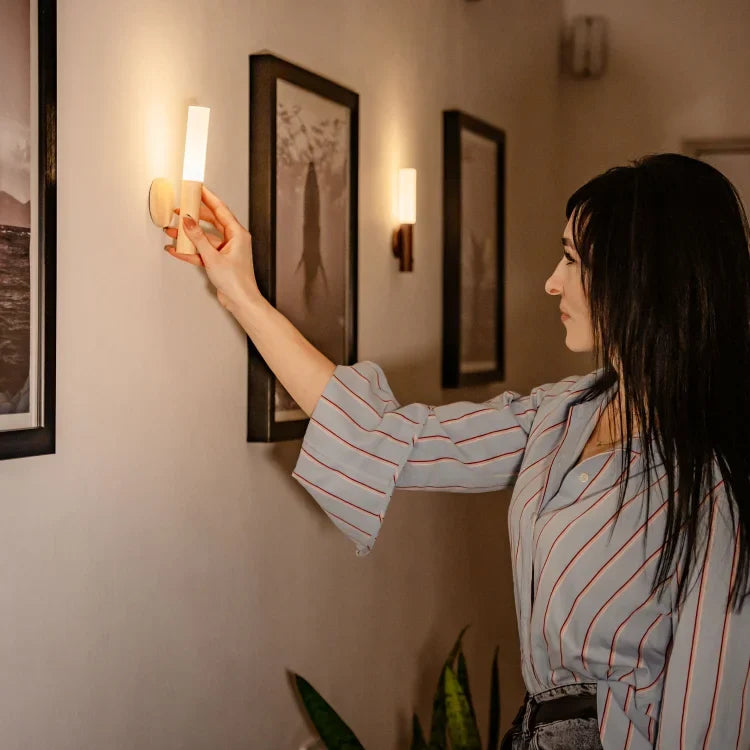 Wooden Night Light with Motion Sensor | Rechargeable LED Night Light for Bedroom, Hallway & Toilet | Warm White Light Wood - Lamylie