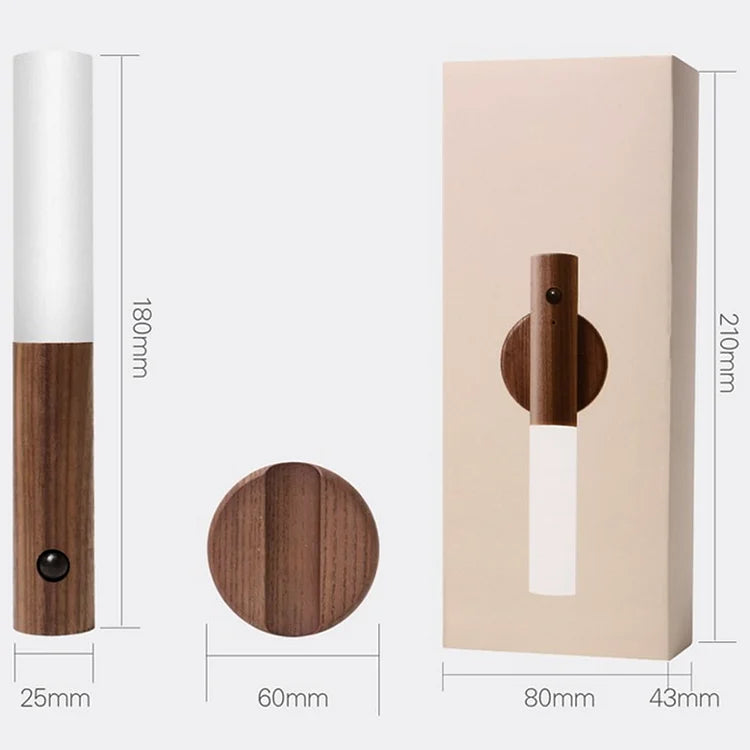 Wooden Night Light with Motion Sensor | Rechargeable LED Night Light for Bedroom, Hallway & Toilet | Warm White Light Wood - Lamylie