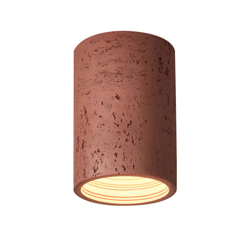 Cylindrical Travertine Ceiling Lamp | LED Lighting for Modern Interiors - Lamylie
