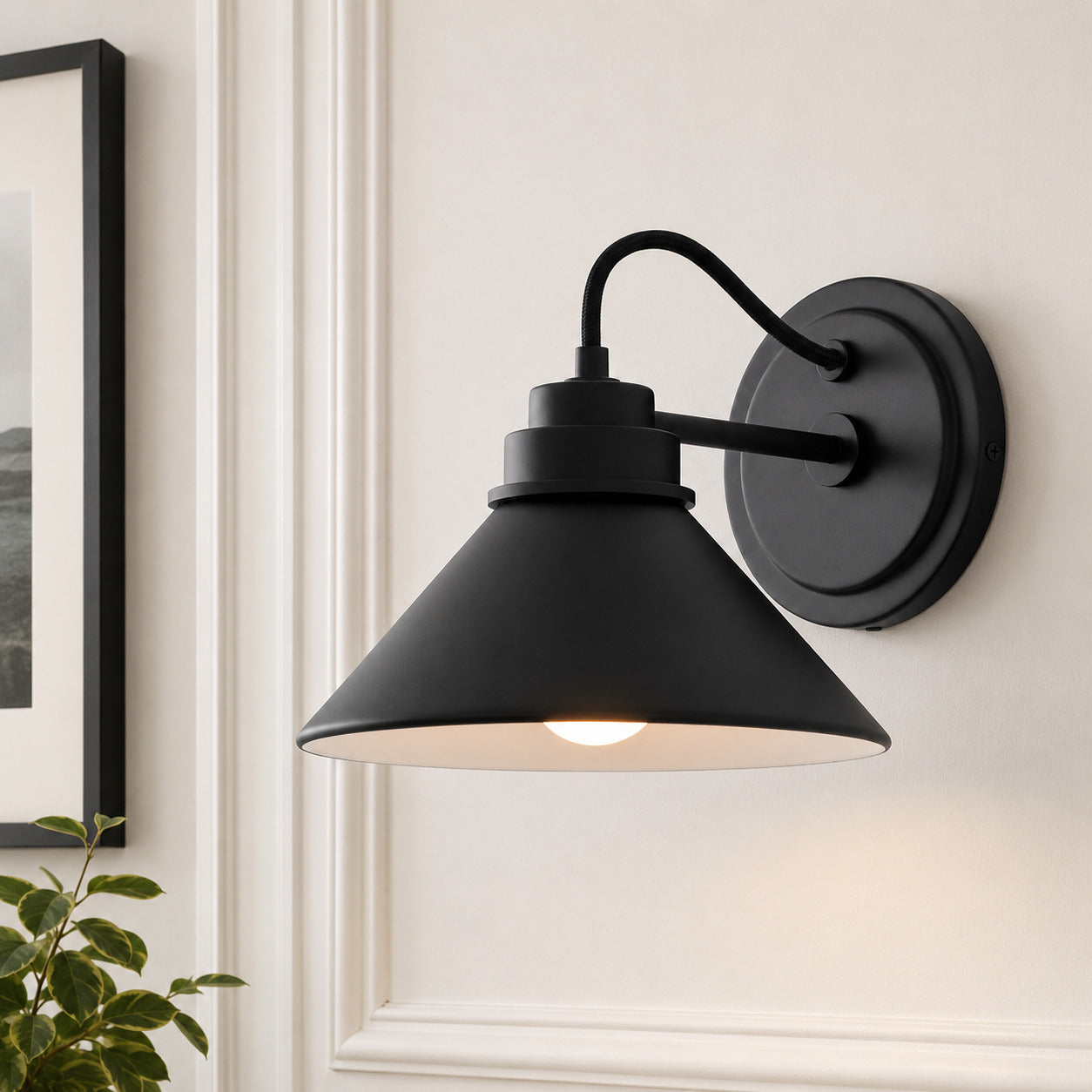 Globe Wall Lamp with Curved Arm | Modern Industrial Lighting for Bathroom, Bedroom, and Hall - Lamylie