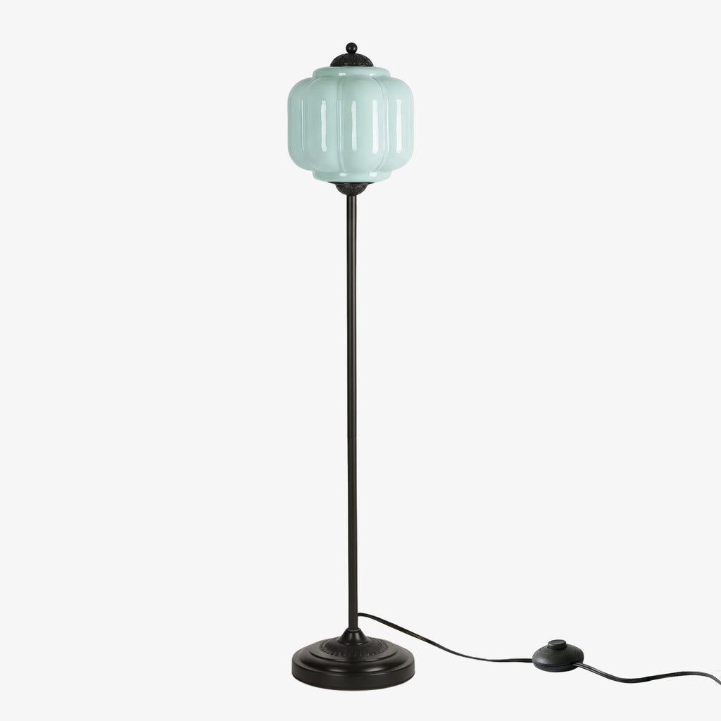 Decorative Glass Pumpkin Floor Lamp Retro Organic Style Living Room Standing Lamp - Lamylie
