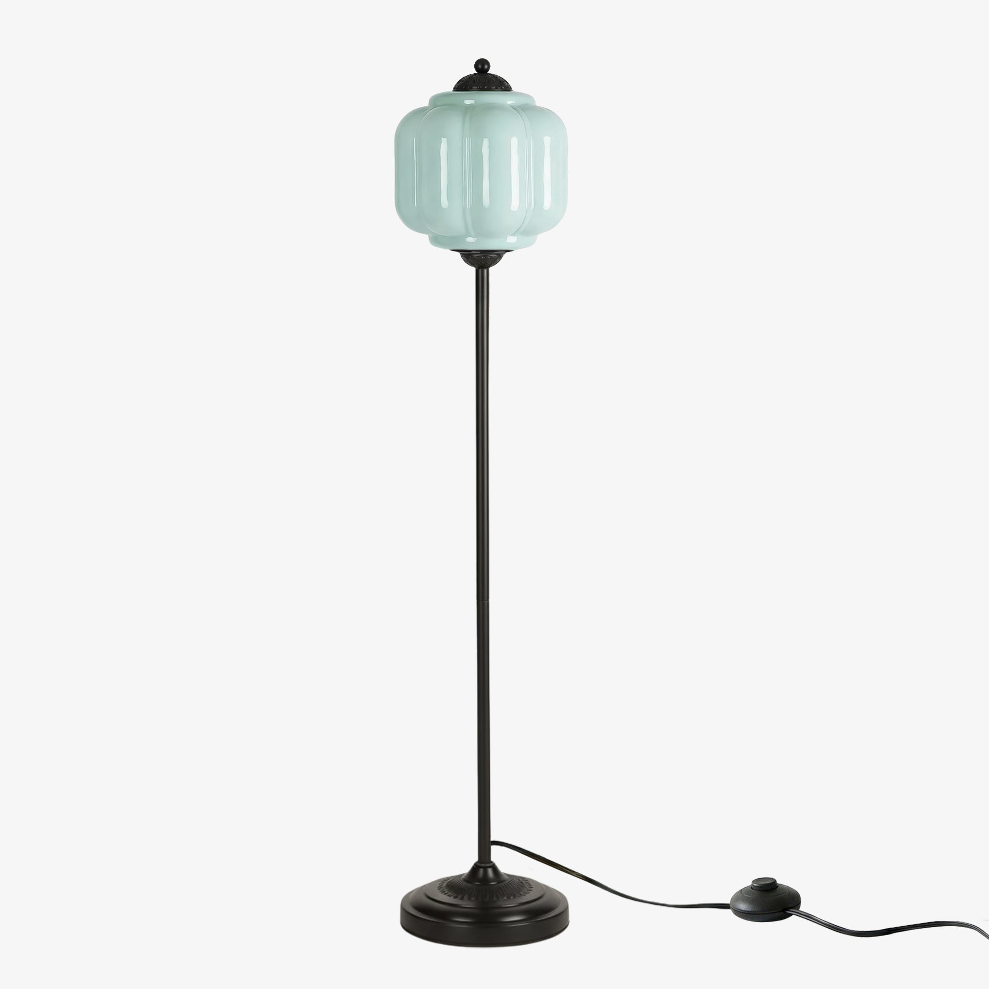 Decorative Glass Pumpkin Floor Lamp Retro Organic Style Living Room Standing Lamp - Lamylie