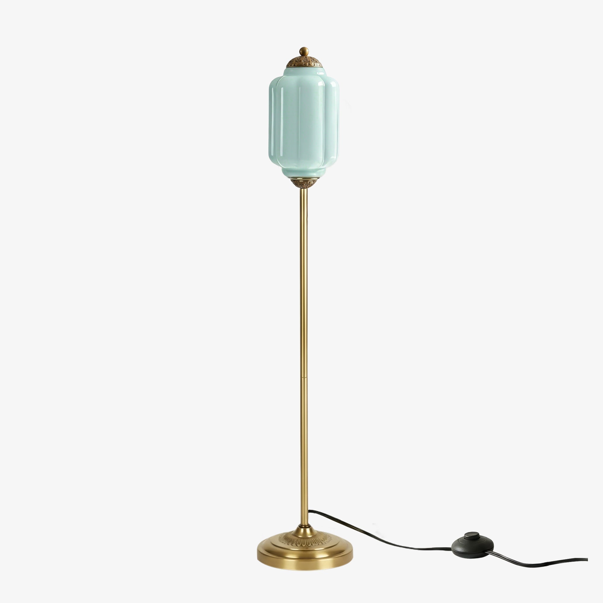 Decorative Glass Pumpkin Floor Lamp Retro Organic Style Living Room Standing Lamp - Lamylie