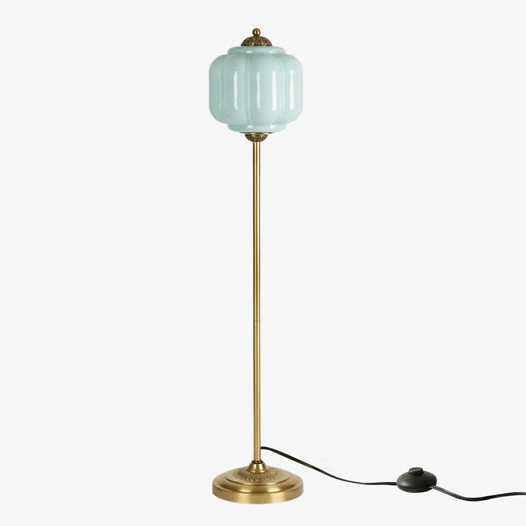 Decorative Glass Pumpkin Floor Lamp Retro Organic Style Living Room Standing Lamp - Lamylie