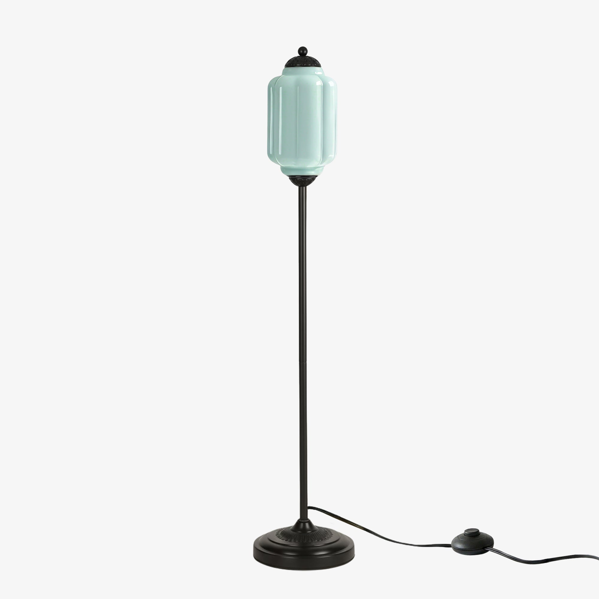 Decorative Glass Pumpkin Floor Lamp Retro Organic Style Living Room Standing Lamp - Lamylie
