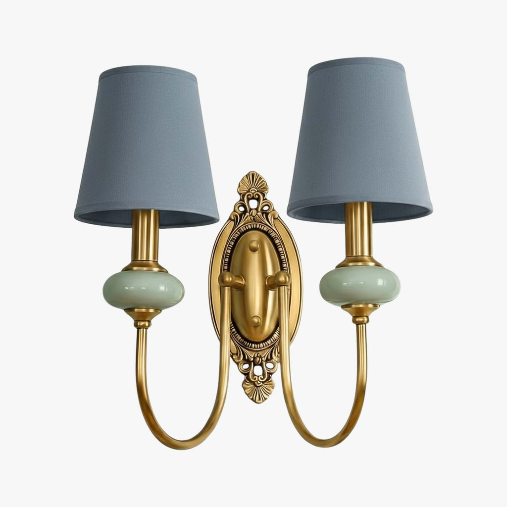 Ceramic Wall Lamp with Fabric Shade - 1 or 2 Light Points - E27 - Various Colors & Styles - Lamylie