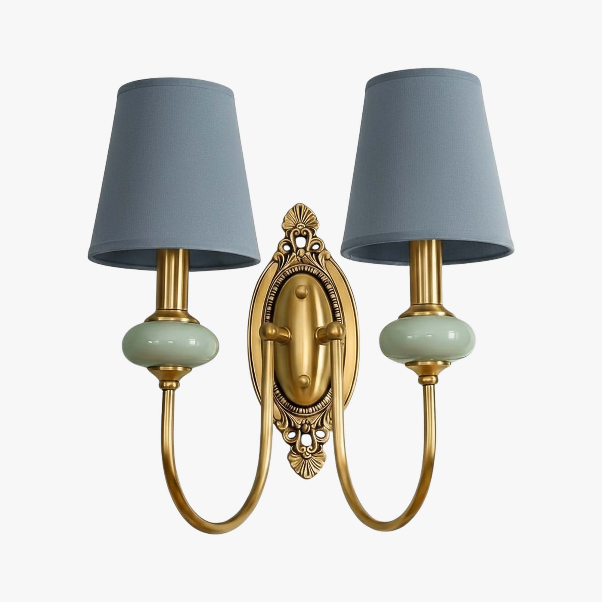 Ceramic Wall Lamp with Fabric Shade - 1 or 2 Light Points - E27 - Various Colors & Styles - Lamylie