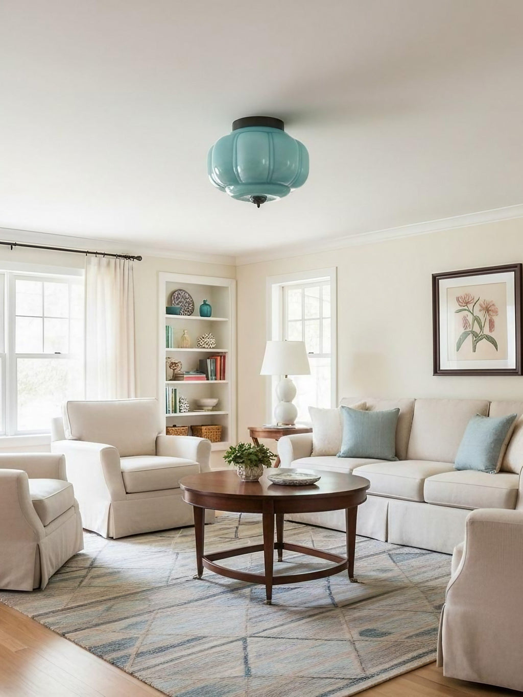 Retro Ceiling Lamp with Milk Glass Shade | Refined Semi-Flush Mount Lighting for Modern Interiors - Lamylie