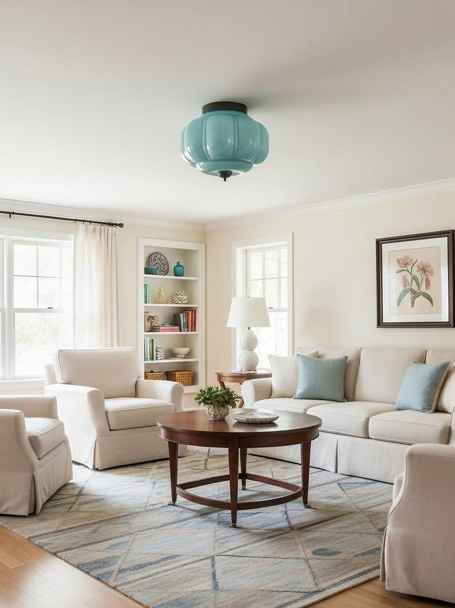 Retro Ceiling Lamp with Milk Glass Shade | Refined Semi-Flush Mount Lighting for Modern Interiors - Lamylie