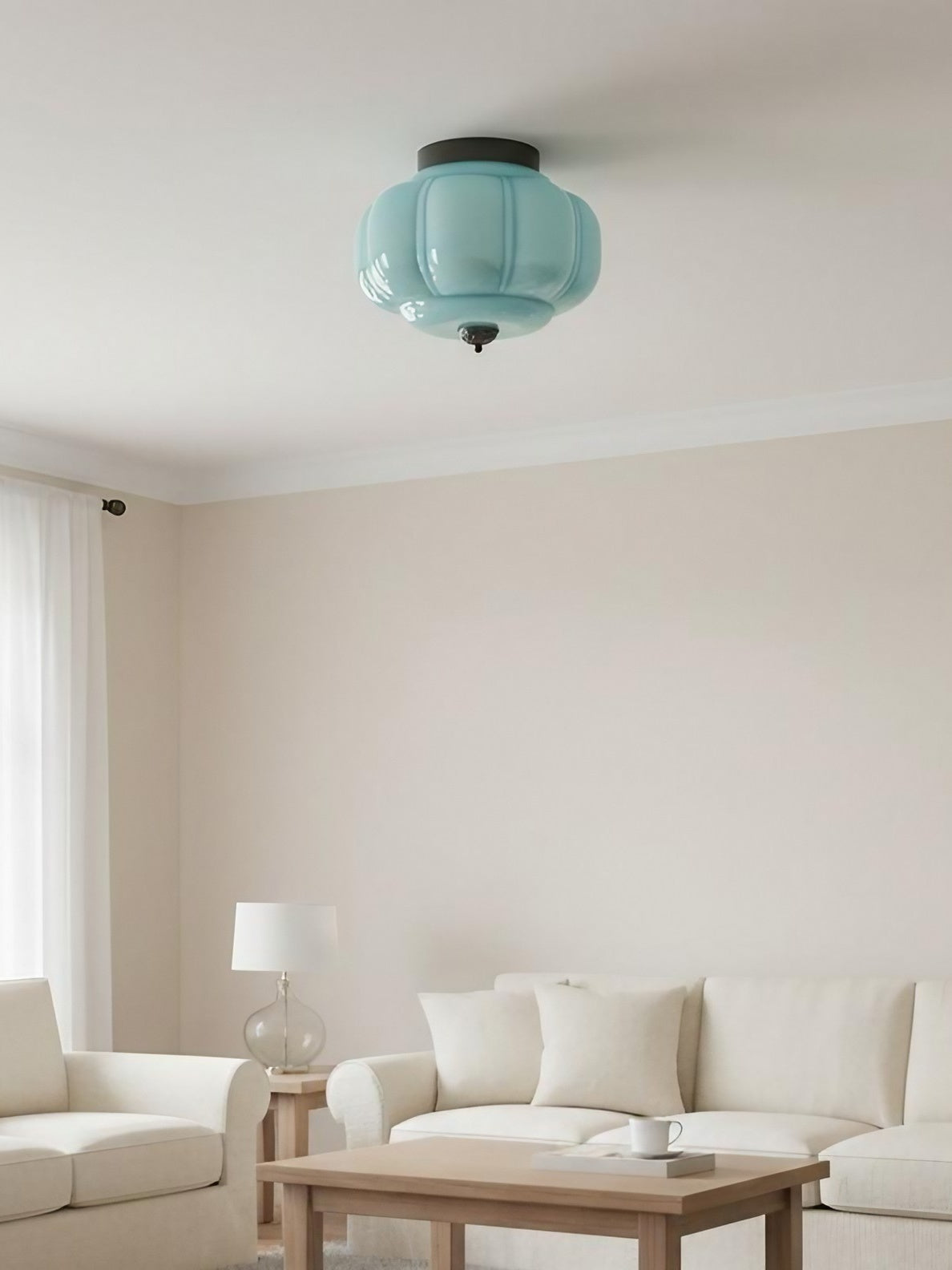 Retro Ceiling Lamp with Milk Glass Shade | Refined Semi-Flush Mount Lighting for Modern Interiors - Lamylie