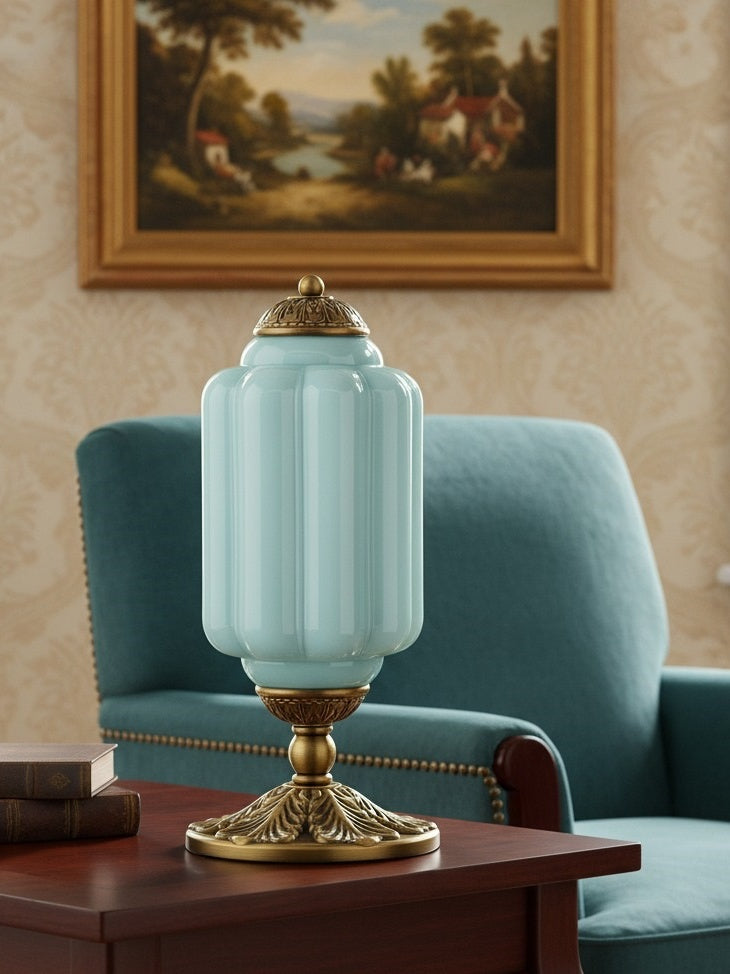 Vintage Glass Table Lamp with Brass or Black Finish - Lamylie