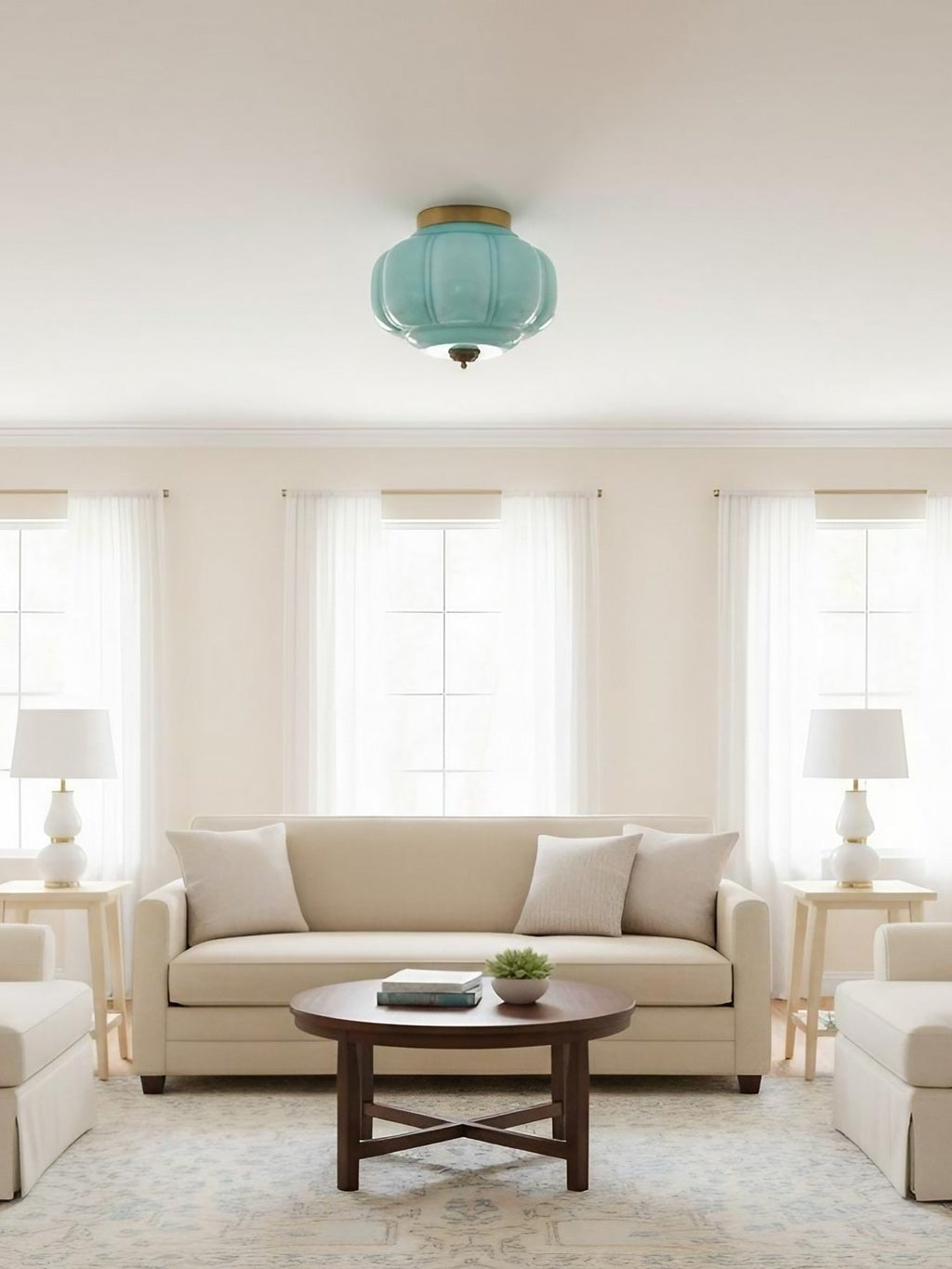 Retro Ceiling Lamp with Milk Glass Shade | Refined Semi-Flush Mount Lighting for Modern Interiors - Lamylie