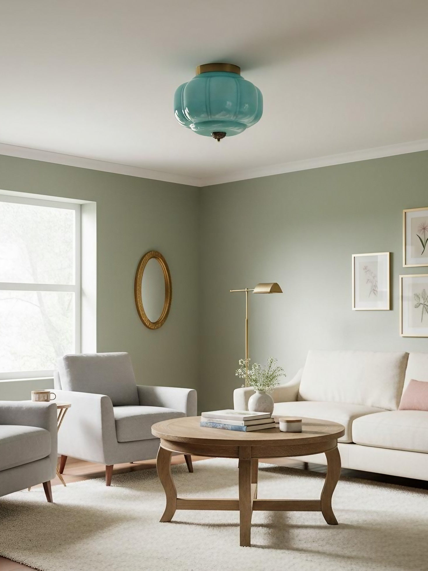 Retro Ceiling Lamp with Milk Glass Shade | Refined Semi-Flush Mount Lighting for Modern Interiors - Lamylie