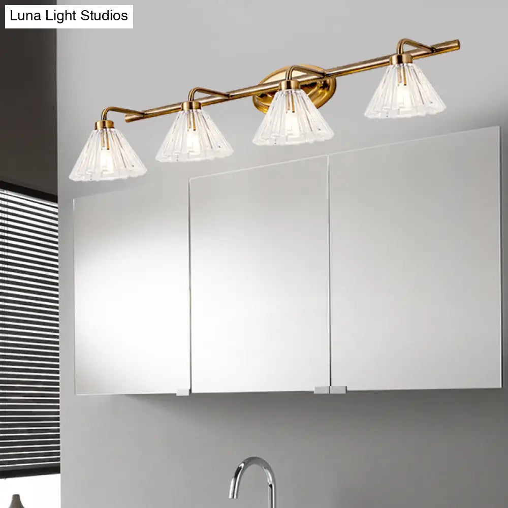 مصباح حائط زجاجي مخروطي بلمسة نحاسية | تصميم عصري بإضاءة LED للحمّام ودورة المياه - لاميلي