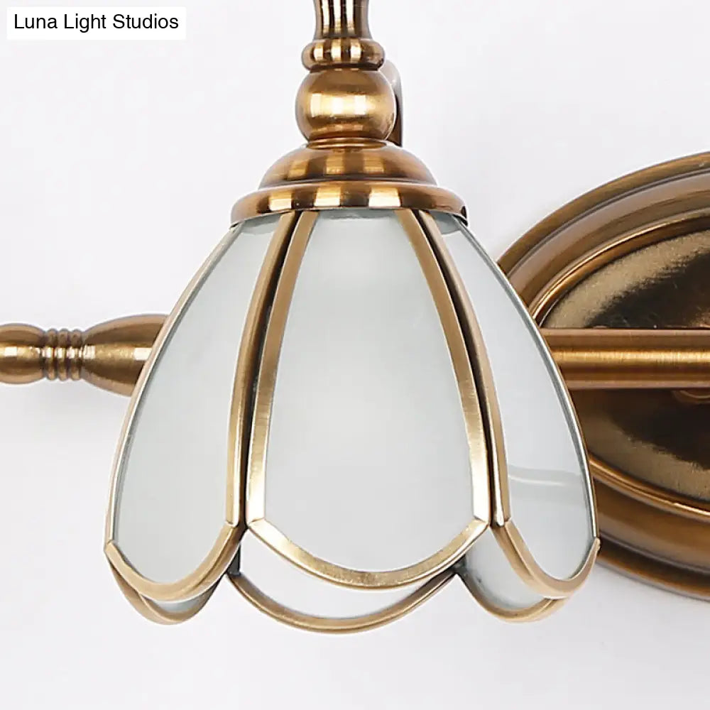 Wall Lamp Brass with Opal White Glass | Vintage Bathroom Lamp 3 Light Points Shell Motif Wall Lighting E26/E27 Classic Style - Lamylie