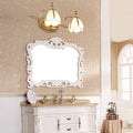 Wall Lamp Brass with Opal White Glass | Vintage Bathroom Lamp 3 Light Points Shell Motif Wall Lighting E26/E27 Classic Style - Lamylie