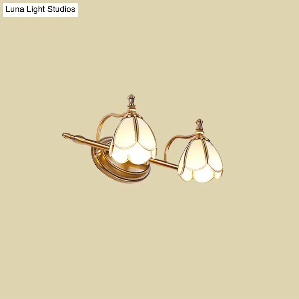 Wall Lamp Brass with Opal White Glass | Vintage Bathroom Lamp 3 Light Points Shell Motif Wall Lighting E26/E27 Classic Style - Lamylie