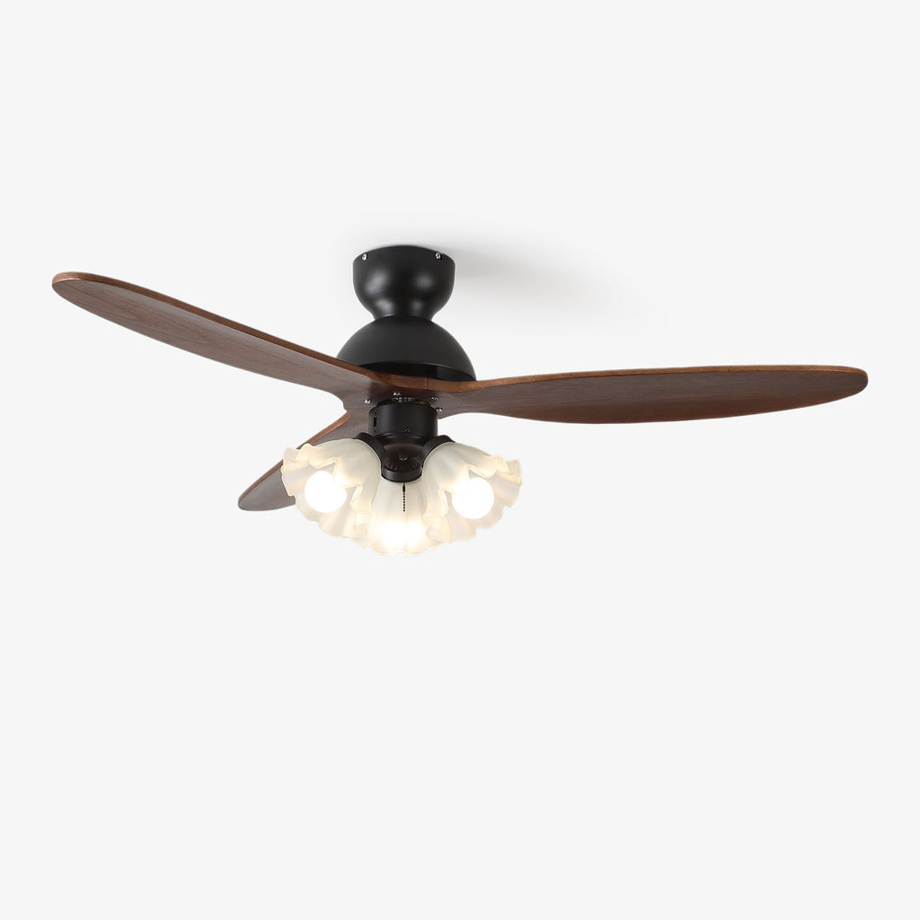 Ventilator de tavan cu iluminare | Ventilator scandinav cu lampă | Palete din lemn și iluminare LED - Lamylie