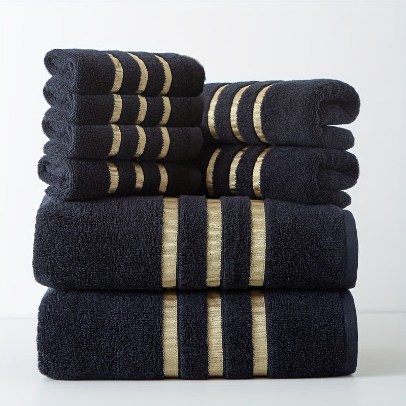 Conjunto de 8 toalhas 100% algodão Luxebliss — 400 GSM, macias e absorventes, qualidade hoteleira
