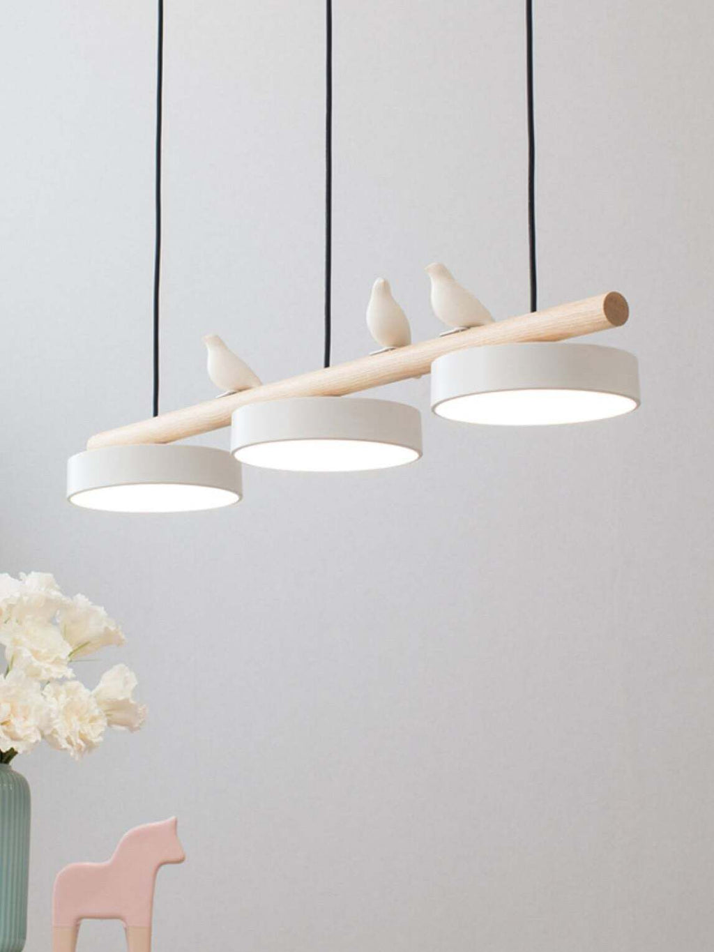 Wooden Pendant Lamp Bird Shape Three Shades Scandinavian Kitchen Island - Lamylie