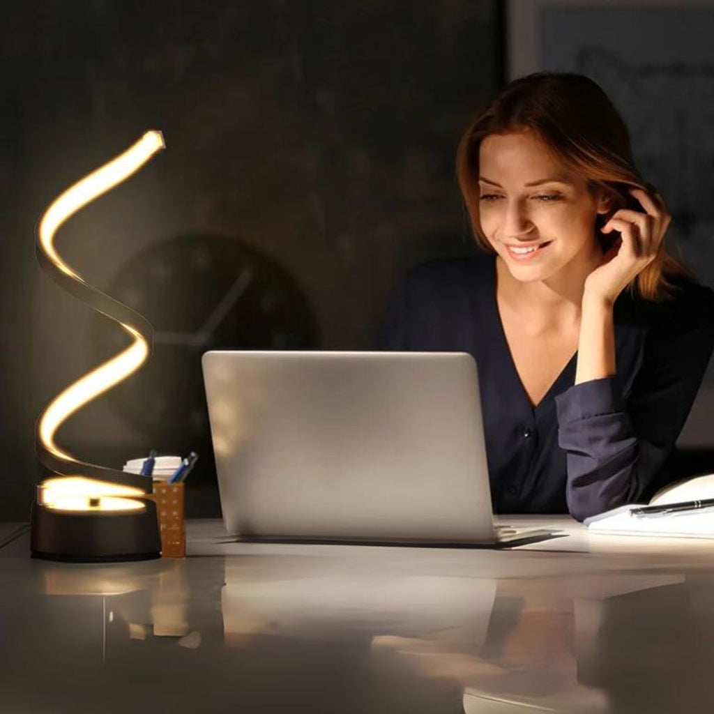 Spiral LED Table Lamp – Touch-Control Dimmable Light - Lamylie