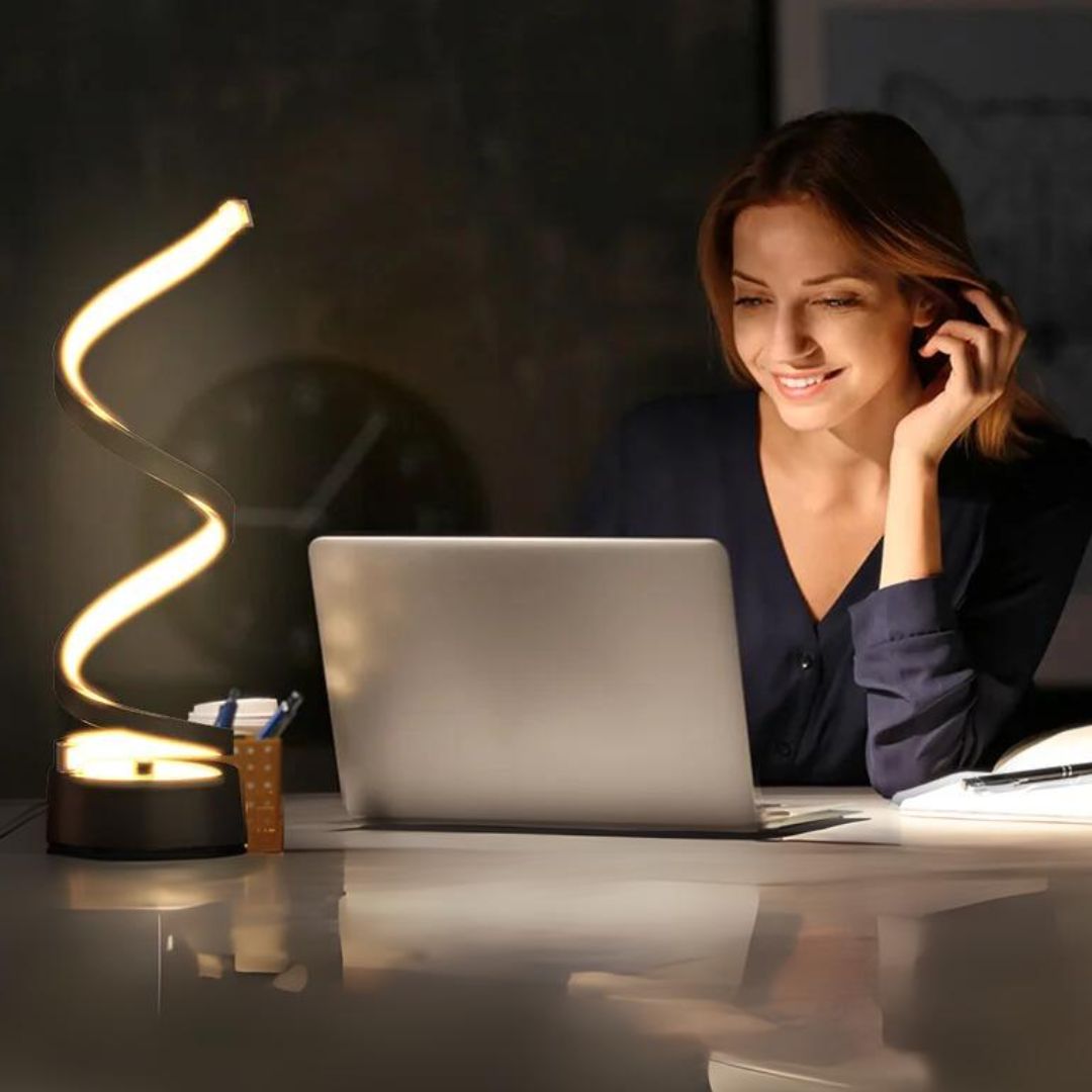 Spiral LED Table Lamp – Touch-Control Dimmable Light - Lamylie