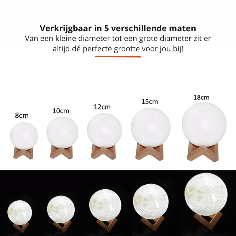 Moon Light with Wooden Base – 16 Shades & Adjustable Brightness - Lamylie