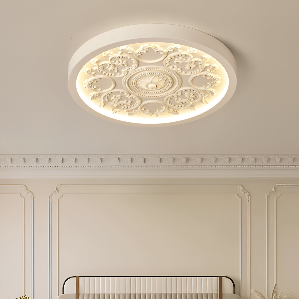 Ceiling lamp with embossed floral design – Remote dimmable control - Lamylie