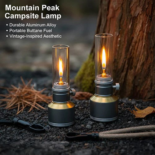 Vintage Butane Camping Lamp with Adjustable Flame | Compact Outdoor Light for Hikers and Adventurers - Lamylie