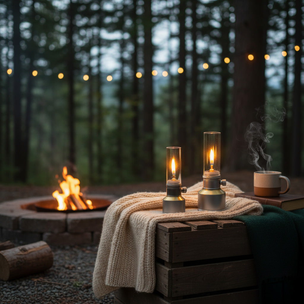 Vintage Butane Camping Lamp with Adjustable Flame | Compact Outdoor Light for Hikers and Adventurers - Lamylie
