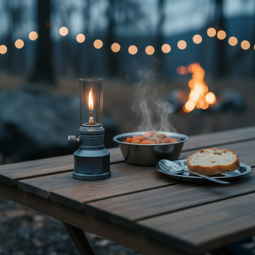 Vintage Butane Camping Lamp with Adjustable Flame | Compact Outdoor Light for Hikers and Adventurers - Lamylie