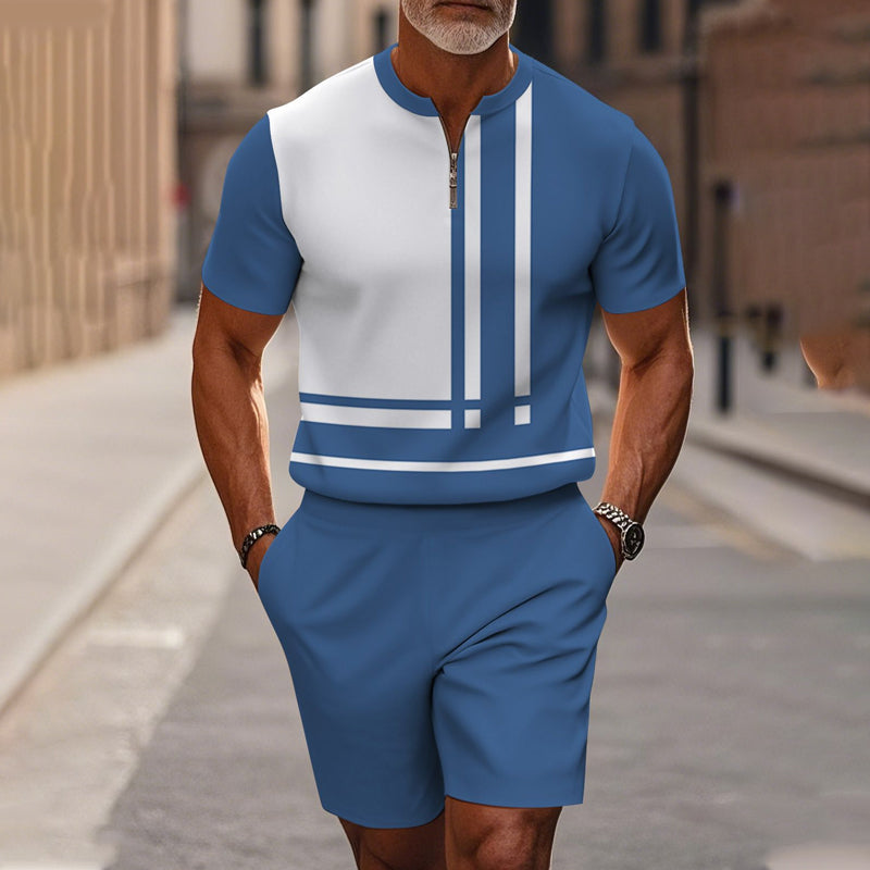 Marsten – Ensemble chemise à col zippé et short ajusté pour homme - Lamylie