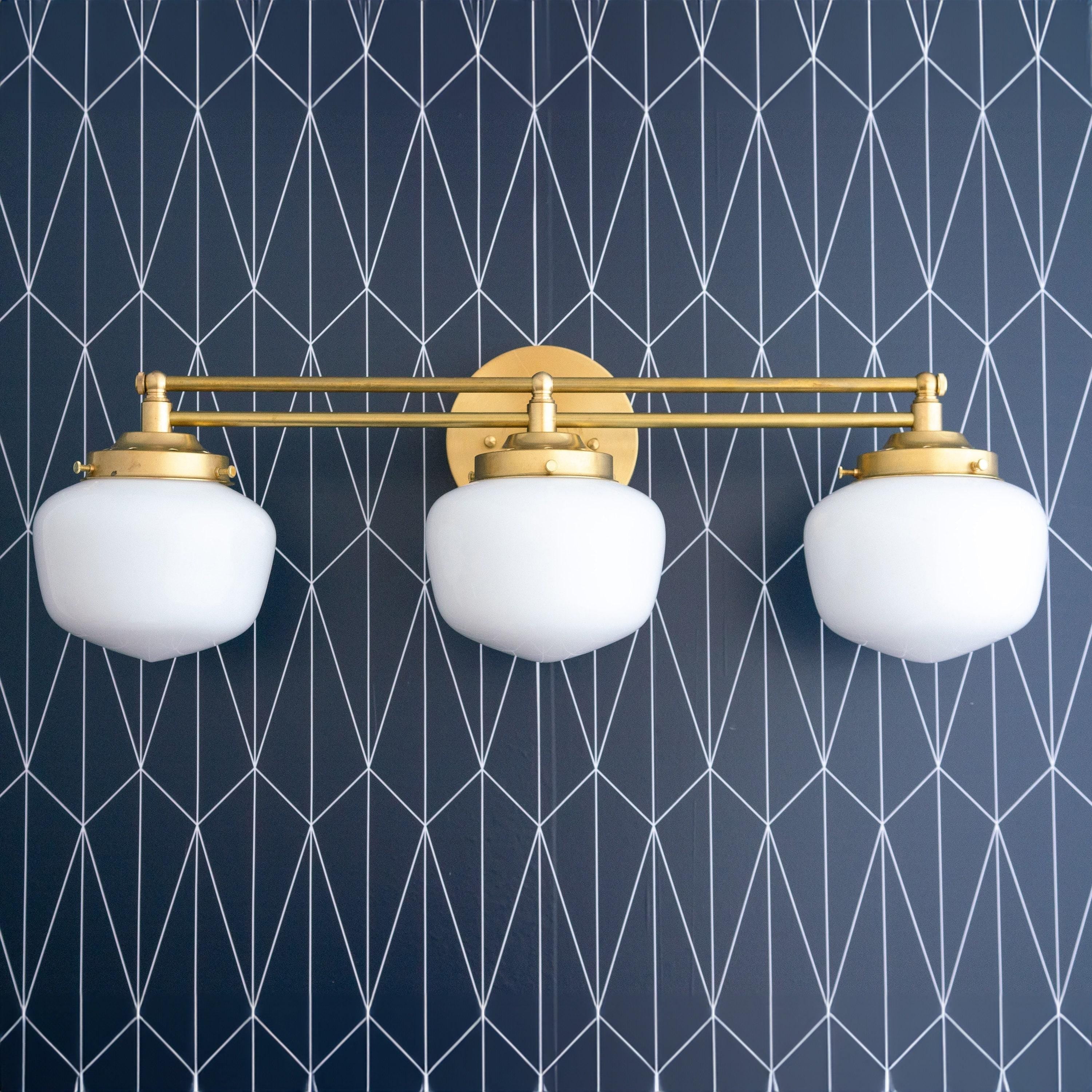 Globe Wall Lamp Classic Bathroom Schoolhouse Lighting Matte Opal Glass for Mirror and Sink - Lamylie