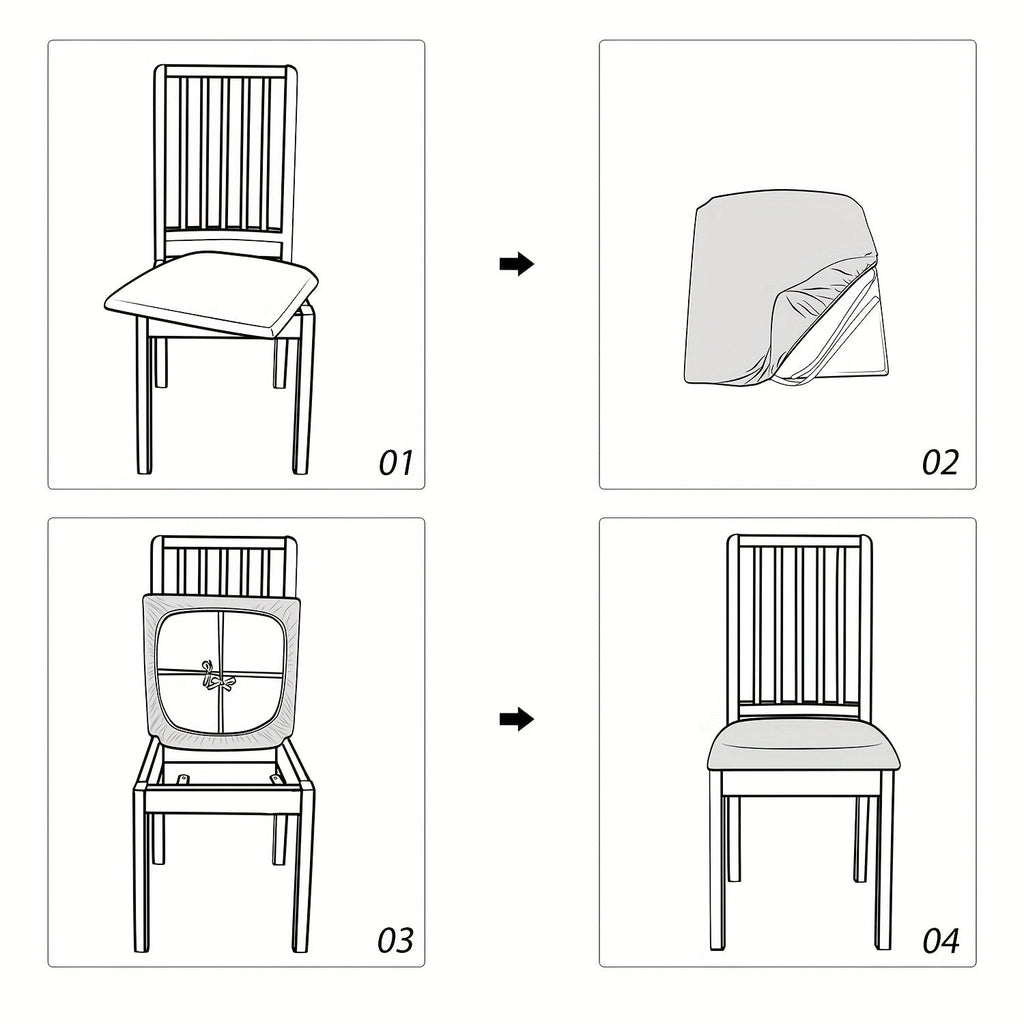 Crossfit elastische hoezen voor eetkamerstoelen — kruislings gestructureerde stretchstof, stevige pasvorm