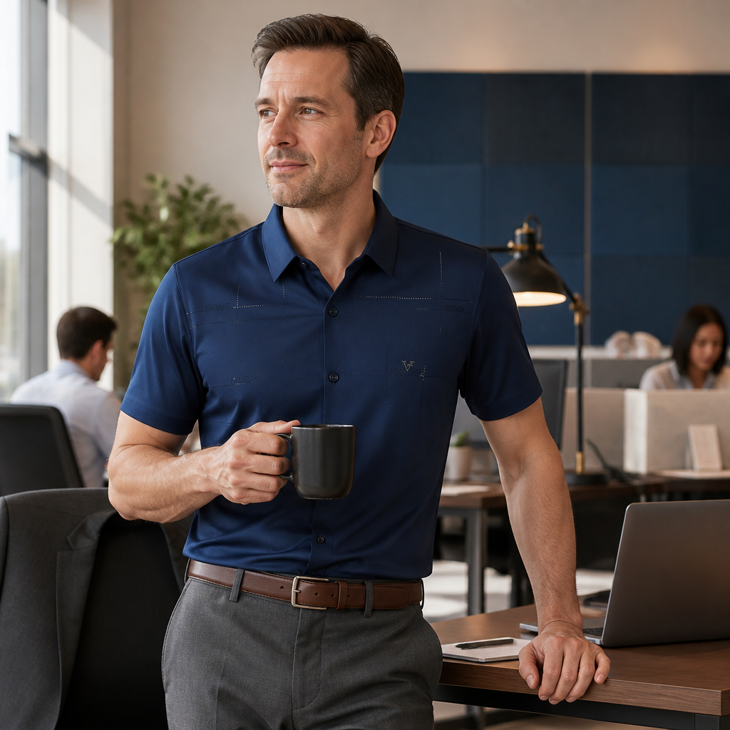 Maxon – Wrinkle-Free Stretch Short-Sleeve Button-Down Shirt - Lamylie